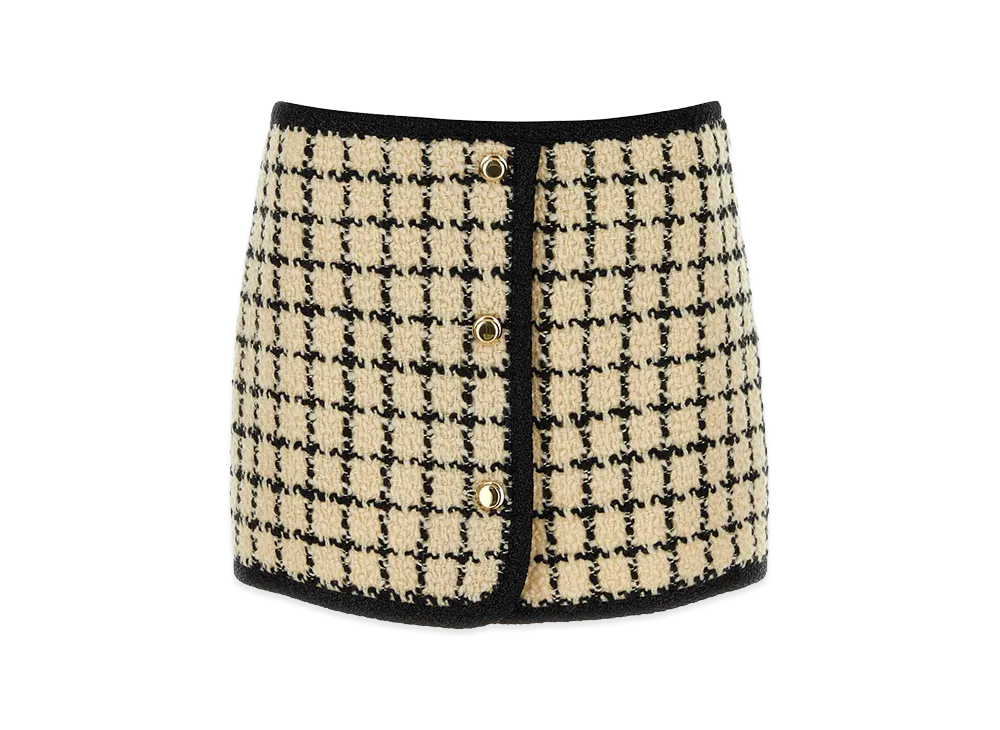 MIU MIU Women's Embroidered Wool Blend Mini Skirt "White"
