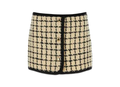 MIU MIU Women's Embroidered Wool Blend Mini Skirt "White"