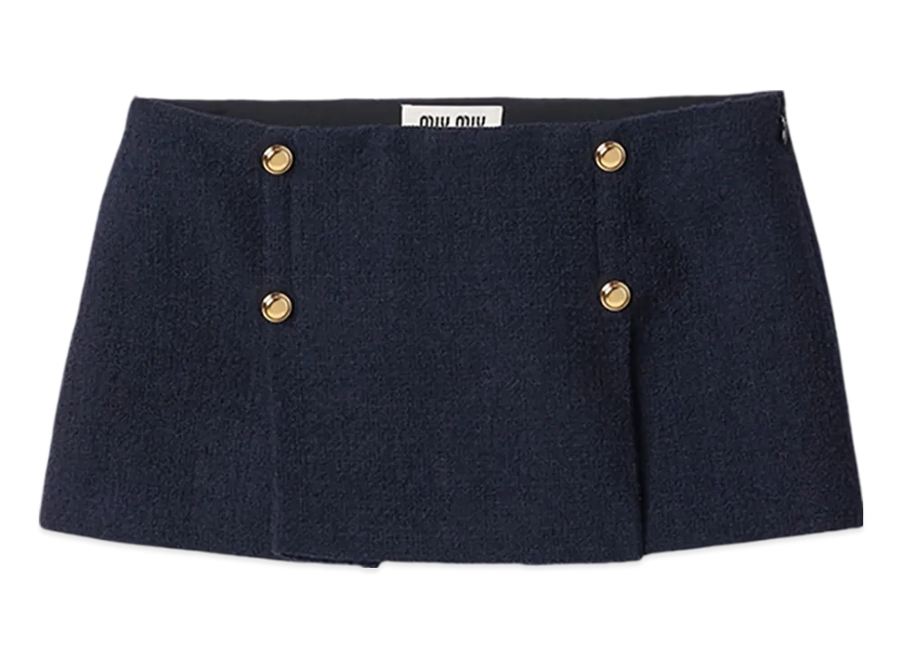 MIU MIU Women's Tweed Miniskirt "Navy"