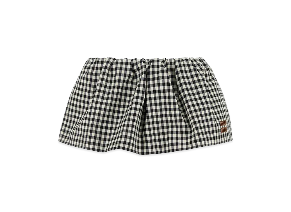 MIU MIU Women's Embroidered Cotton Mini Skirt "White/Black"