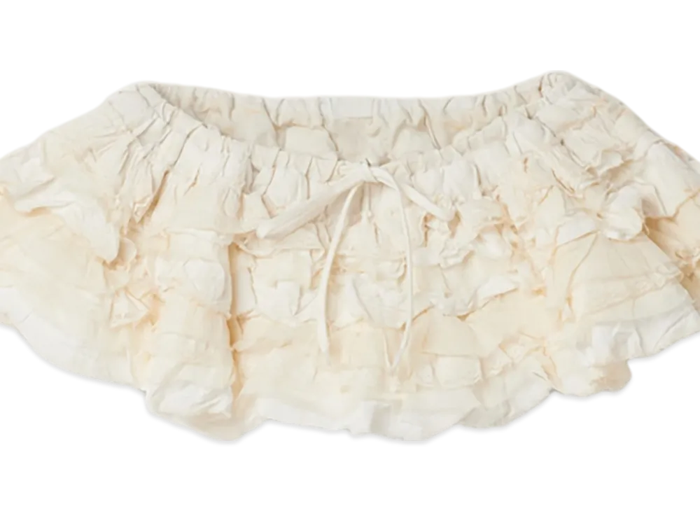 MIU MIU Slubbed Canvas Mini Skirt "Ivory"