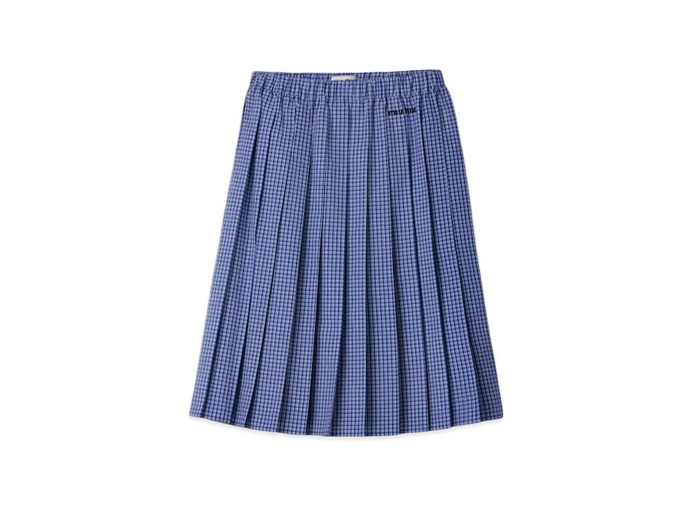 MIU MIU Women's Check Skirt "Sapphire Blue"