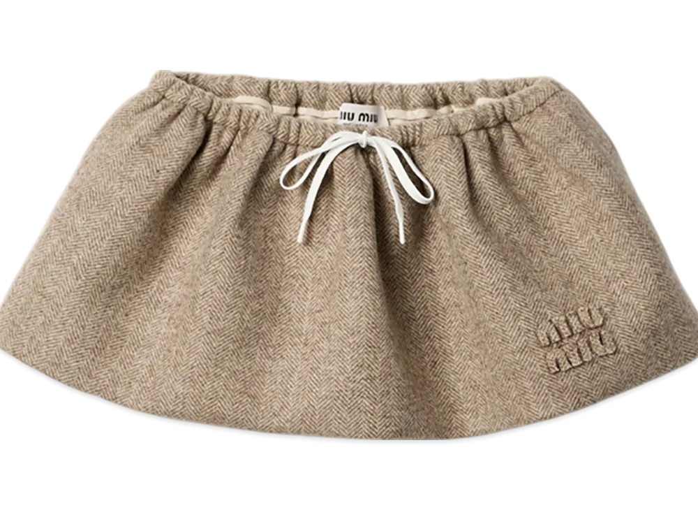 MIU MIU Chevron Mini Skirt "Khaki"
