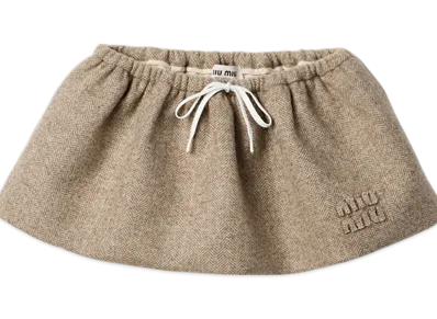 MIU MIU Chevron Mini Skirt "Khaki"