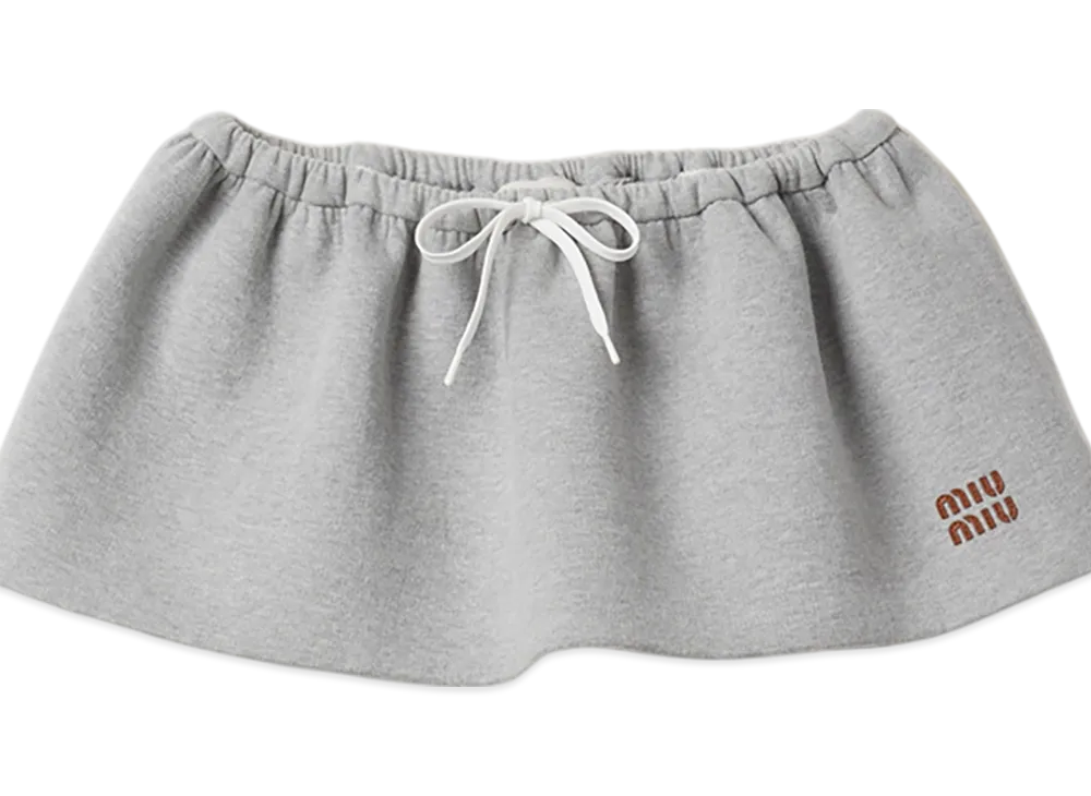 MIU MIU Padded Cotton Fleece Mini Skirt "Grey"