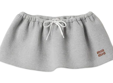 MIU MIU Padded Cotton Fleece Mini Skirt "Grey"