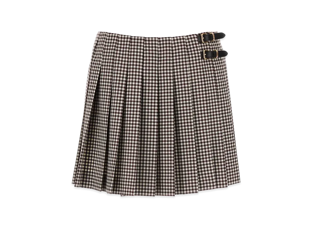 MIU MIU Women's Embroidered Vichy Mini Skirt "Checked"