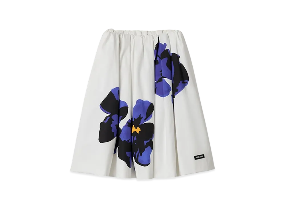 MIU MIU Women's Poplin and Jersey Printed Skirt "White/Purple"