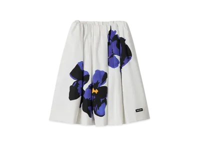 MIU MIU Women's Poplin and Jersey Printed Skirt "White/Purple"