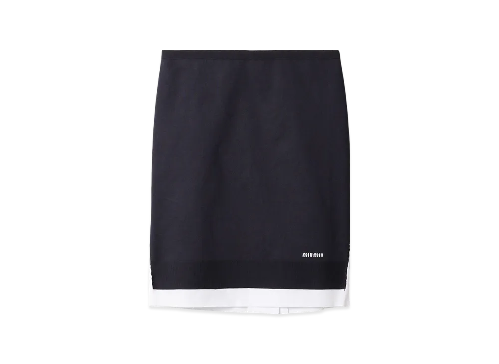 MIU MIU Women's Knit and Poplin Skirt "Blue/White"