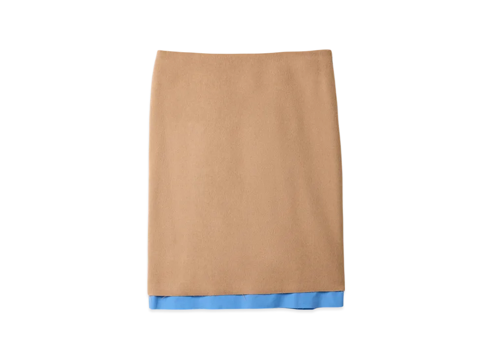 MIU MIU Women's Camel Hair Midi Skirt "Camel Brown"