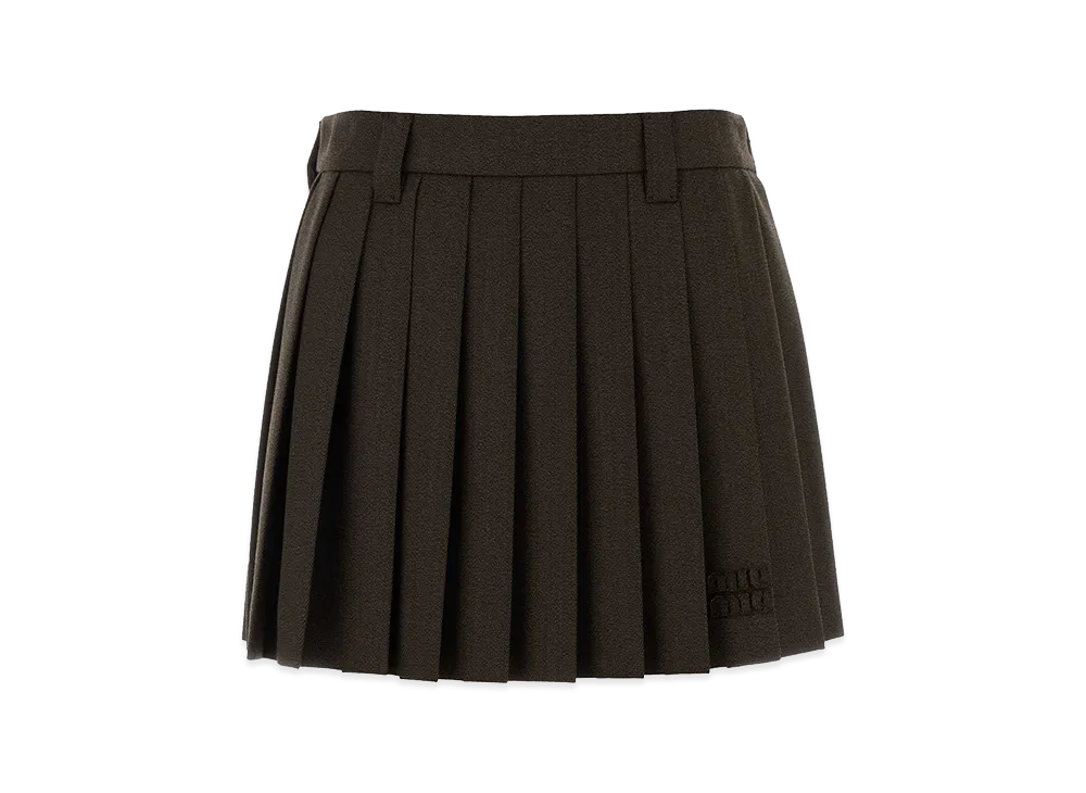 MIU MIU Women's Pleated Miniskirt in Cover Fabric "Brown"