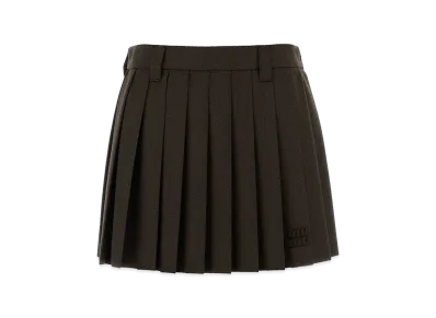 MIU MIU Women's Pleated Miniskirt in Cover Fabric "Brown"