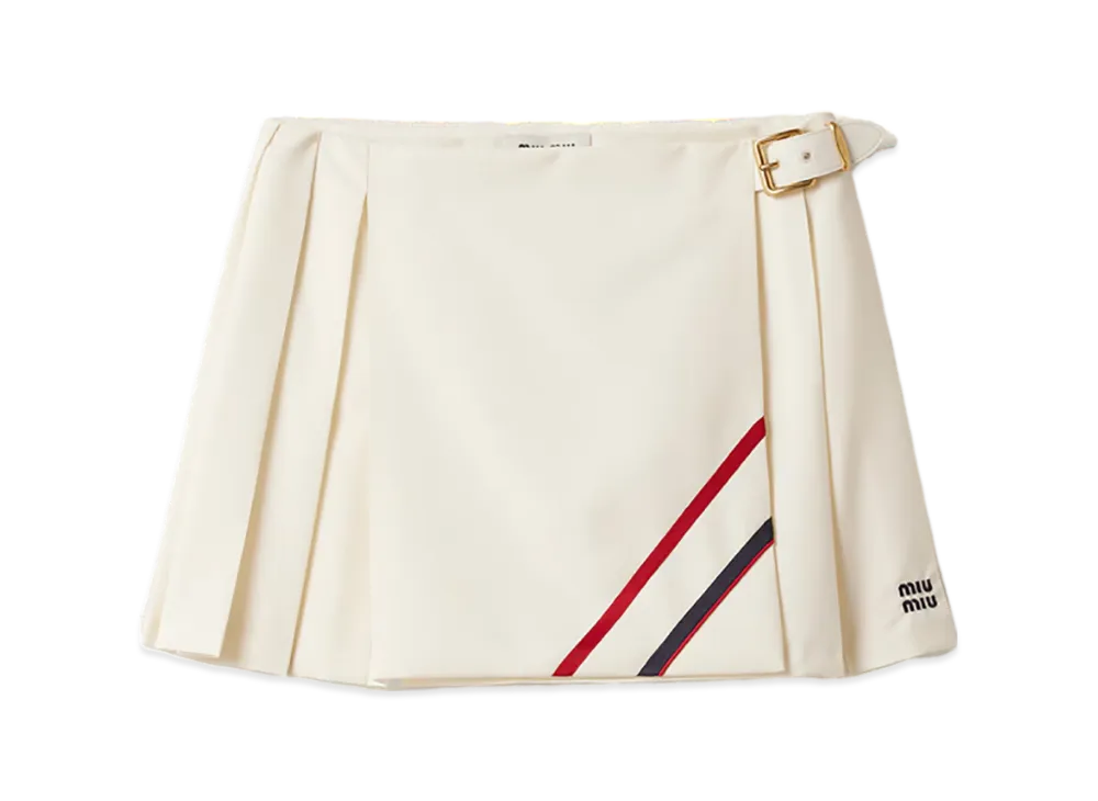 MIU MIU Women's Pleated Mohair Fabric Mini Skirt "Natural"