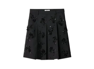 MIUMIU Embroidered Kid Mohair Skirt "Black"