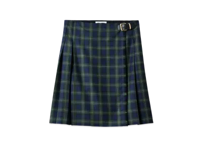 MIUMIU Pleated Tartan Skirt "Khaki"