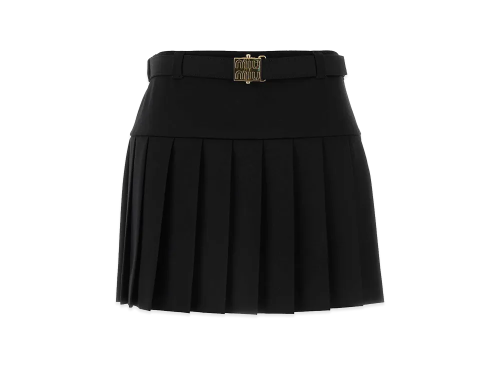 MIU MIU Women's Stretch Wool Mini Skirt "Black"