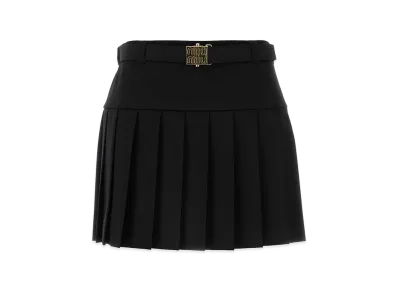 MIU MIU Women's Stretch Wool Mini Skirt "Black"