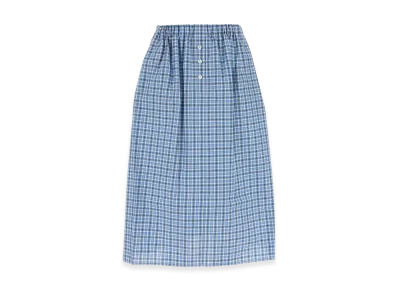 MIU MIU Women's Embroidered Cotton Skirt "Blue"