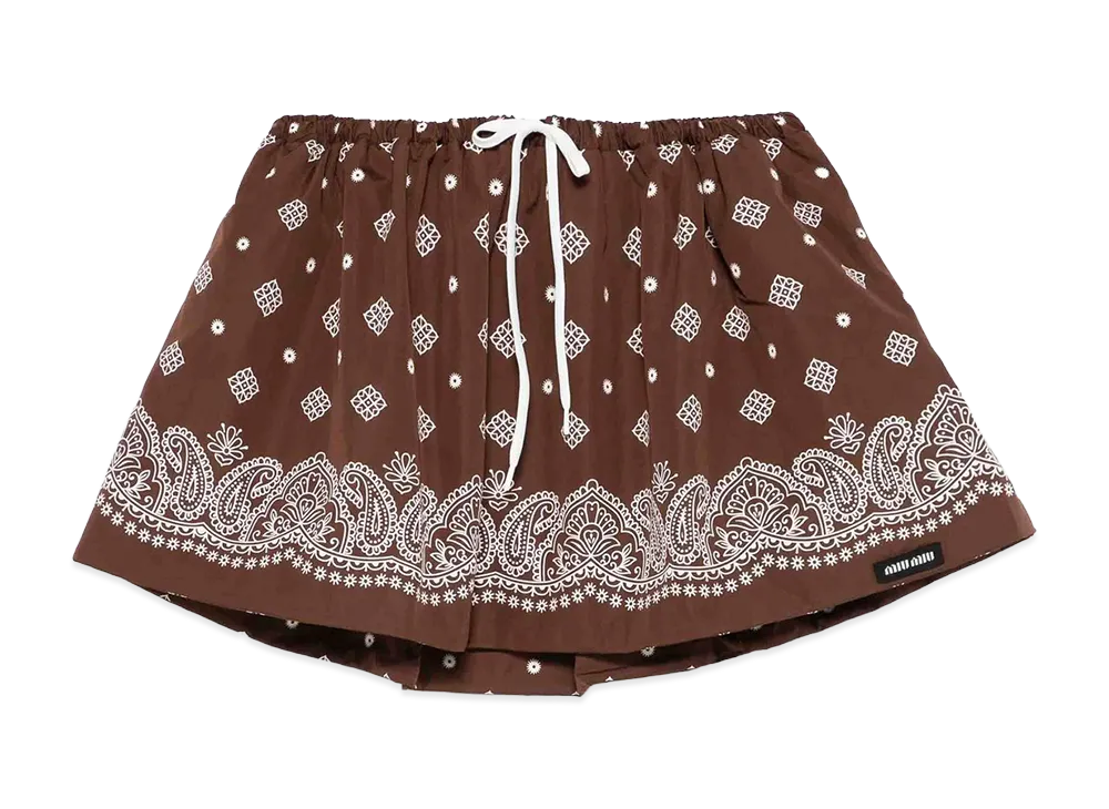MIU MIU Women's Poplin Mini Skirt "Brown"
