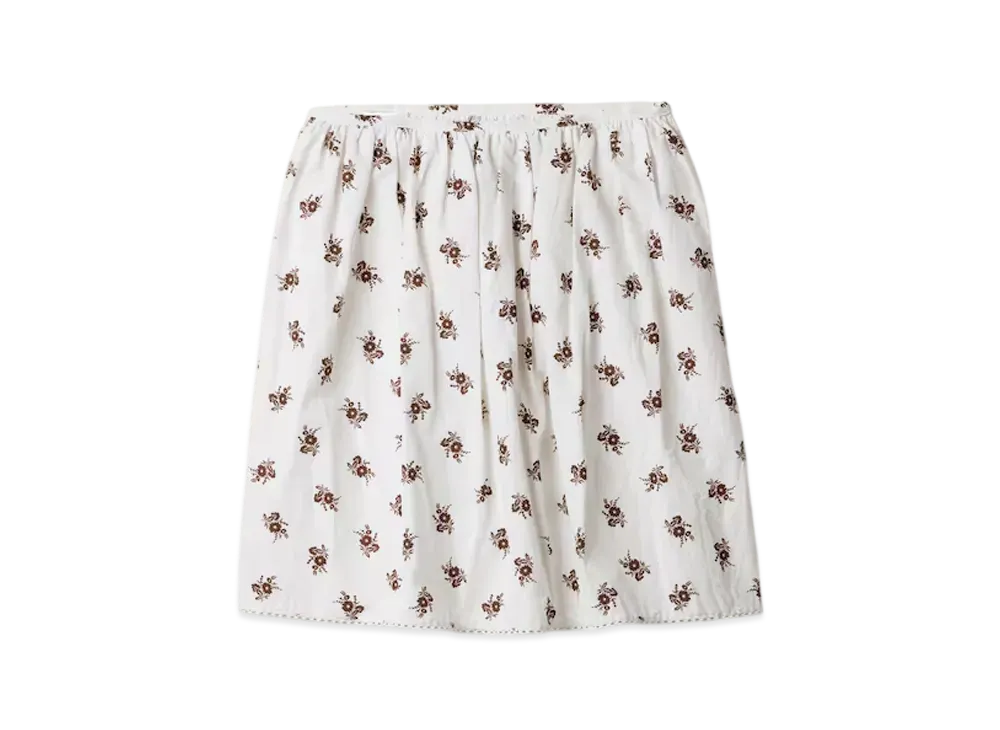 MIUMIU Women's Printed Slubbed Poplin Skirt "White/Cocoa Brown"