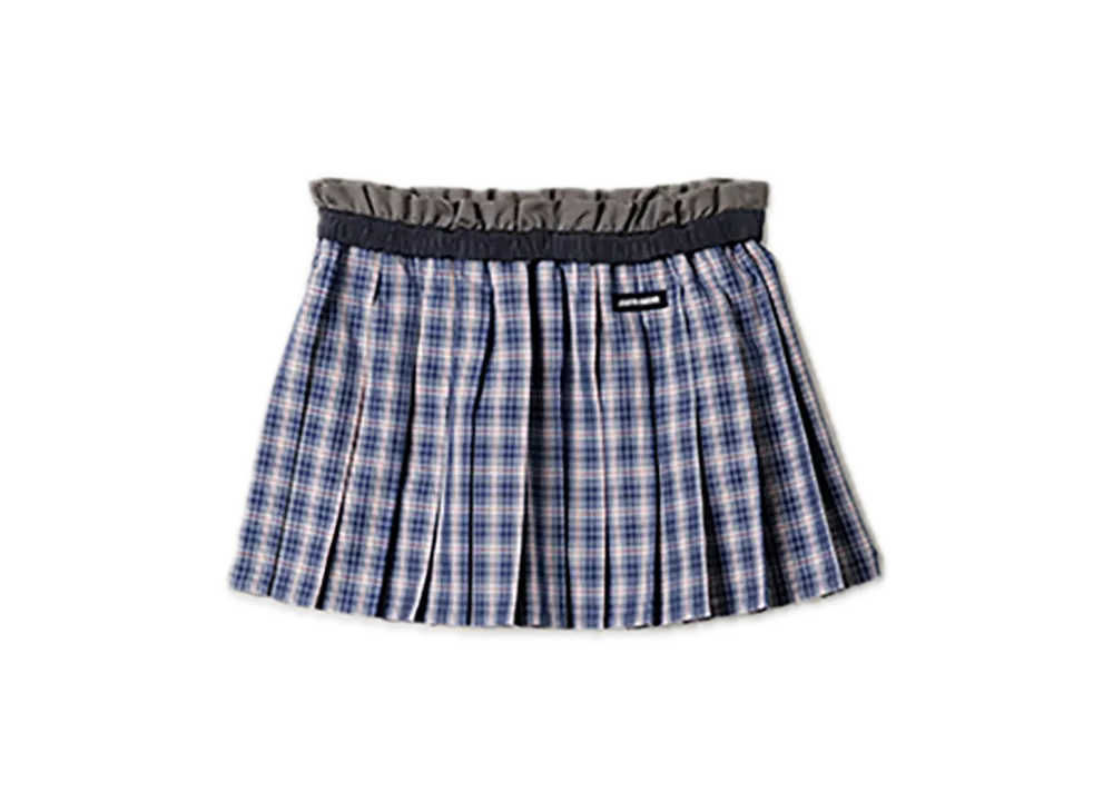 MIU MIU Pleated Check Miniskirt "Blue/Red"