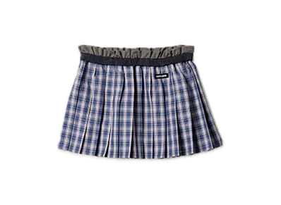 MIU MIU Pleated Check Miniskirt "Blue/Red"