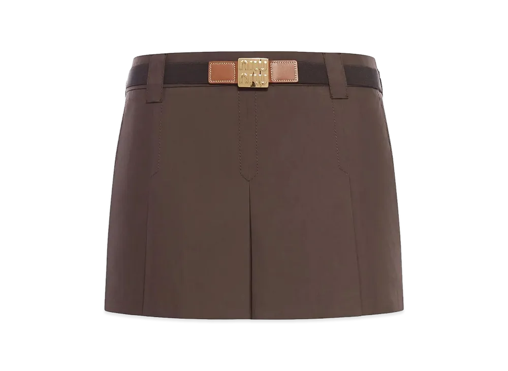 MIU MIU Women's Gabardine Mini Skirt "Brown"