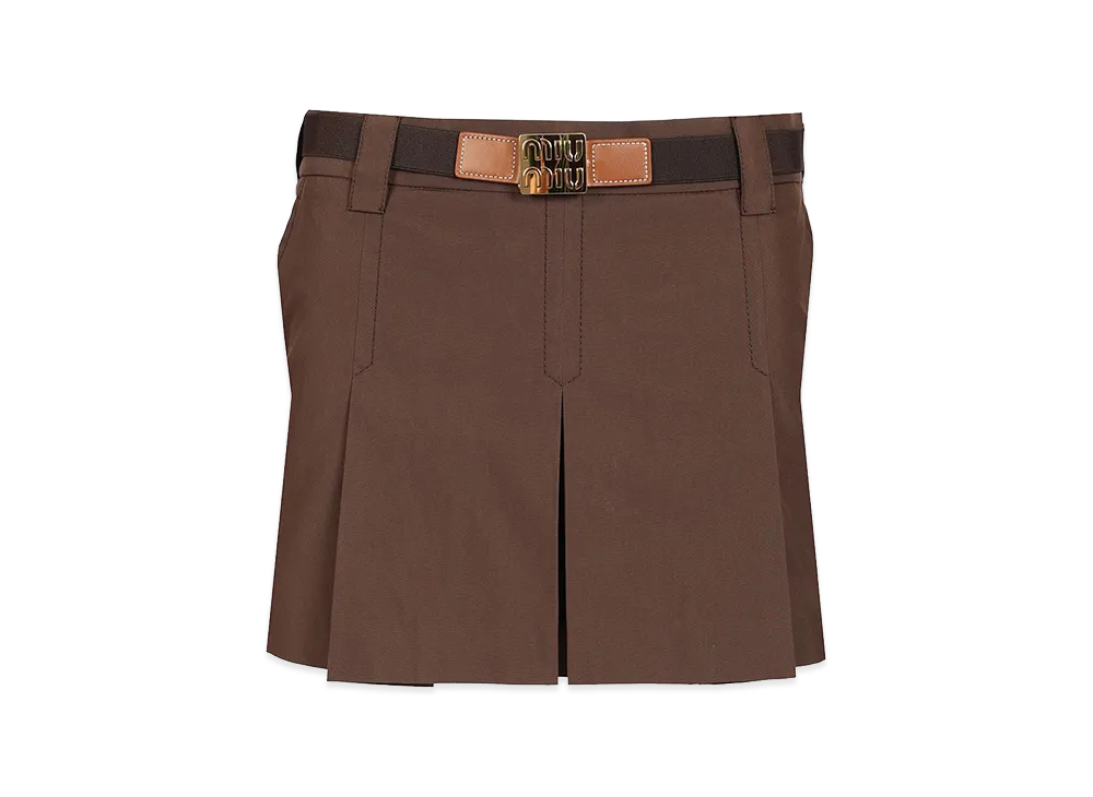 MIU MIU Women's Cotton Blend Mini Skirt "Brown"