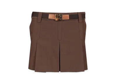 MIU MIU Women's Cotton Blend Mini Skirt "Brown"