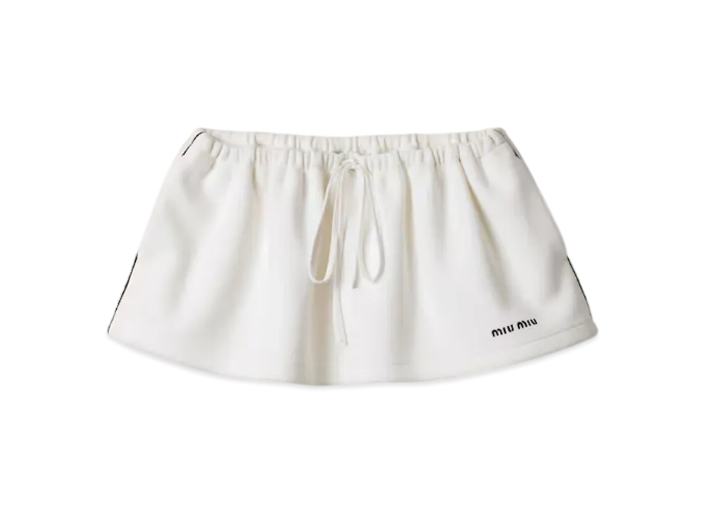 MIUMIU Women's Bonded Pique and Technical Jersey Miniskirt "White"