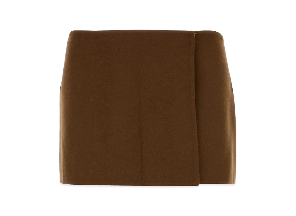 MIU MIU Women's Wool Blend Mini Skirt "Brown"