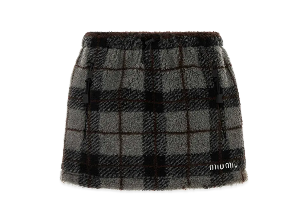 MIU MIU Women's Embroidered Teddy Fabric Mini Skirt "Multicolor"