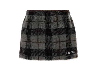 MIU MIU Women's Embroidered Teddy Fabric Mini Skirt "Multicolor"