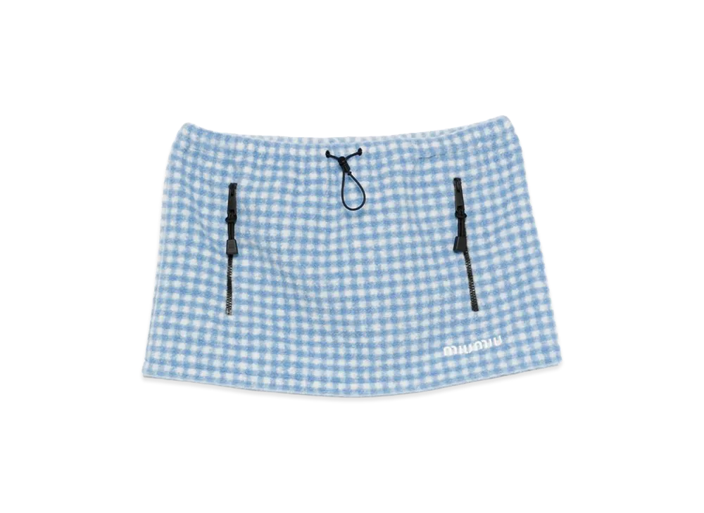 MIU MIU Women's Fleece-Effect Vichy Skirt "Blue"