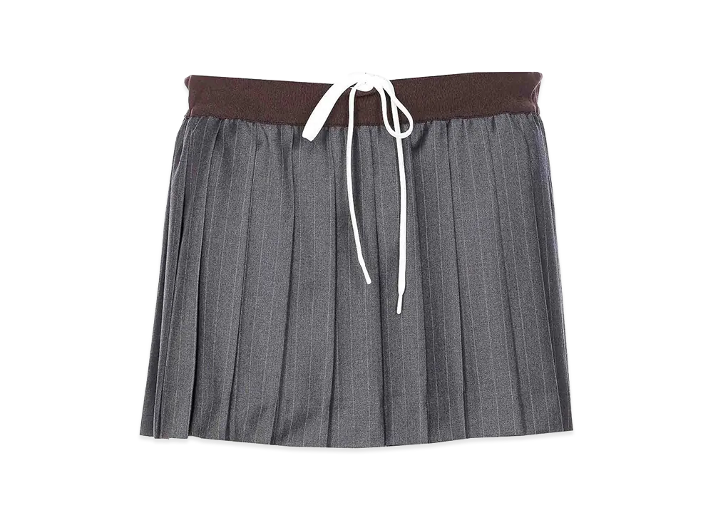 MIU MIU Women's Pleated Pinstripe Miniskirt "Gray"