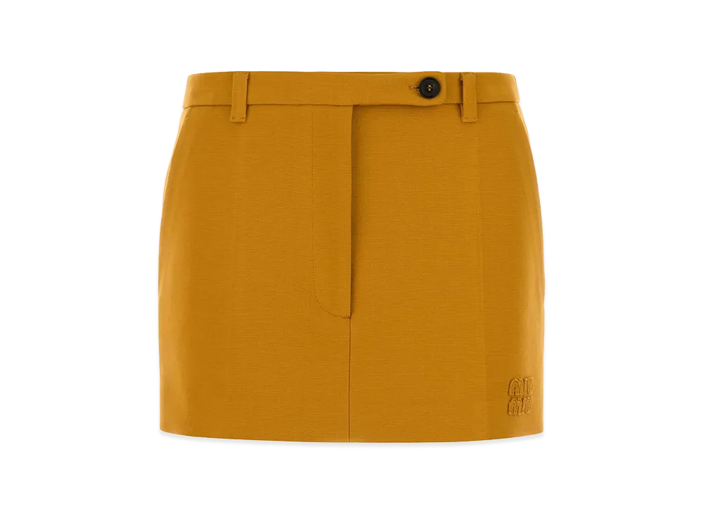 MIU MIU Women's Pastel Stretch Viscose Blend Mini Skirt "Orange"