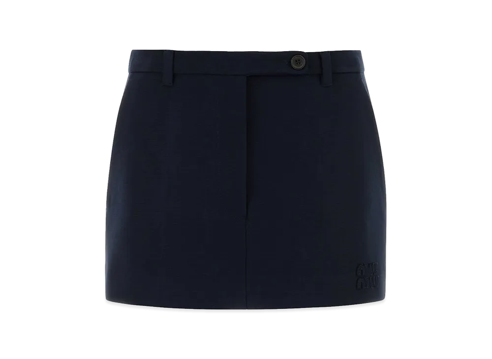 MIU MIU Women's Stretch Jersey Mini Skirt "Blue/Navy"