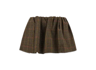 MIU MIU Women's Embroidered Houndstooth Mini Skirt "Camel"