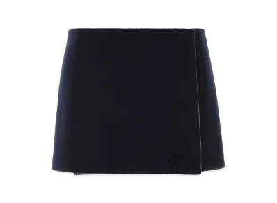 MIU MIU Women's Wool Blend Reversible Mini Skirt "Multicolor/Midnight Blue"