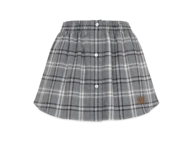 MIU MIU Women's Check Flannel Skirt "Gray"