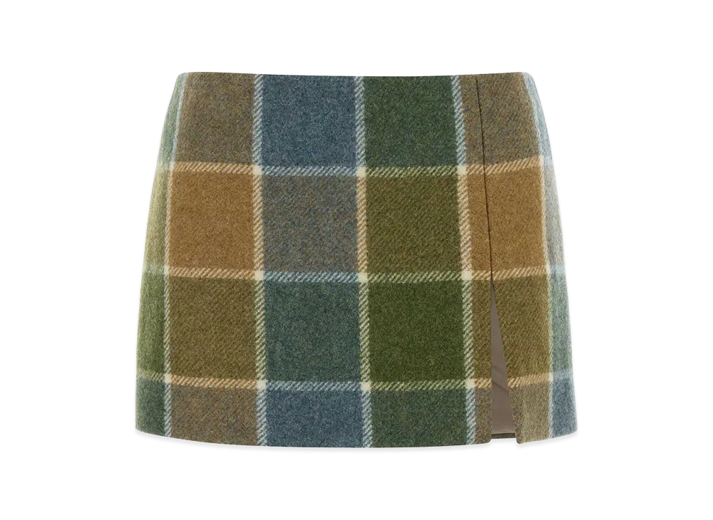 MIU MIU Women's Embroidered Wool Mini Skirt "Checked"