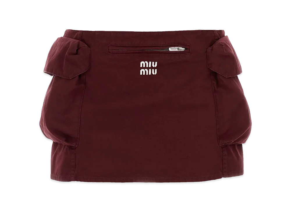 MIU MIU Women's Cotton Mini Skirt "Red/Burgundy"