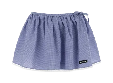 MIU MIU Women's Embroidered Cotton Mini Skirt "Blue"