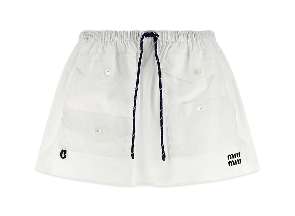 MIU MIU Women's Multipocket Miniskirt with Embroidered Logo "White"