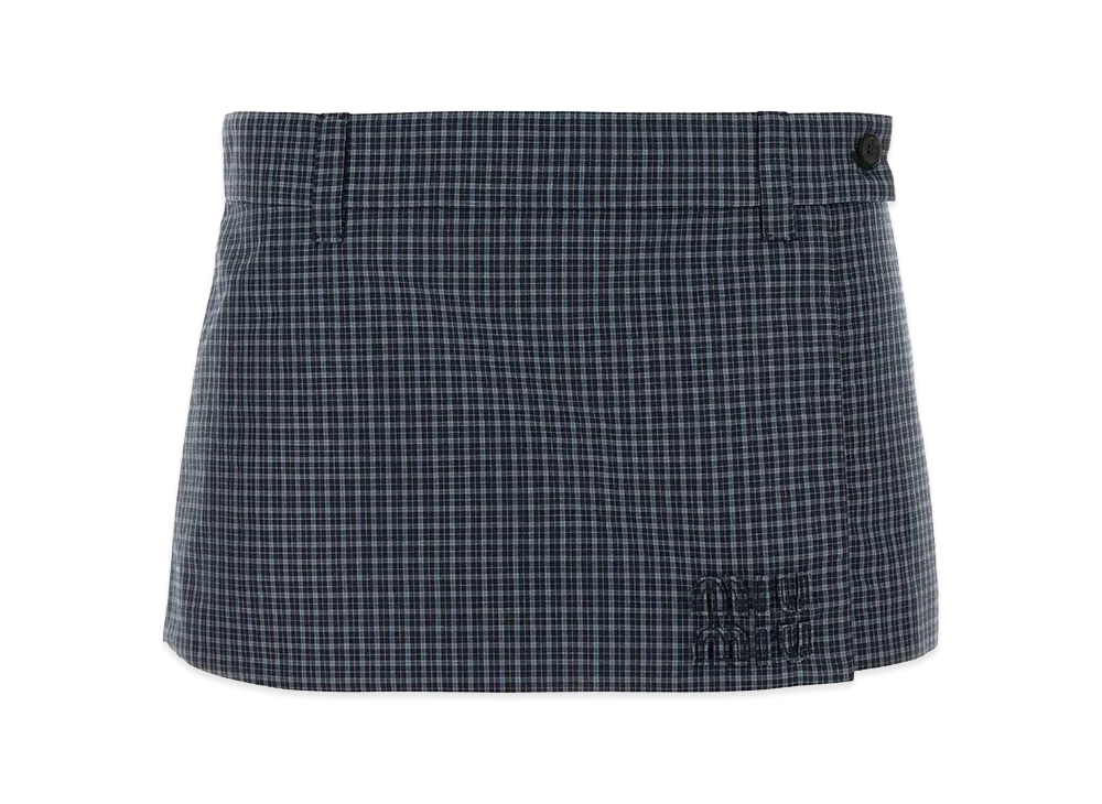 MIU MIU Women's Embroidered Nylon Blend Pant-Skirt "Blue"