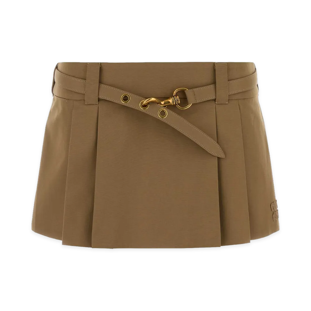 MIU MIU Women's Cotton Mini Skirt "Camel"
