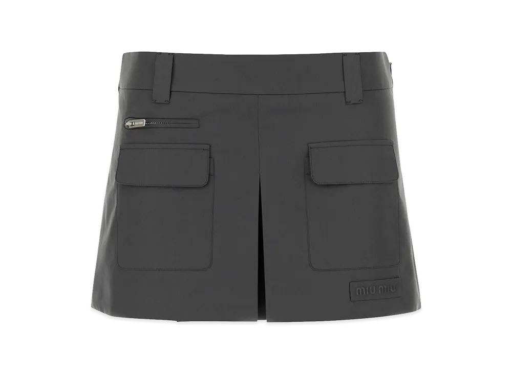 MIU MIU Women's Poplin Mini Skirt "Gray/Charcoal"