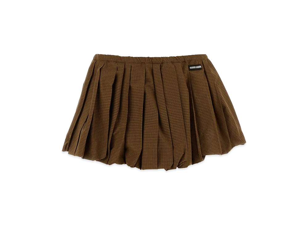 MIU MIU Women's Embroidered Cotton Mini Skirt "Checked"