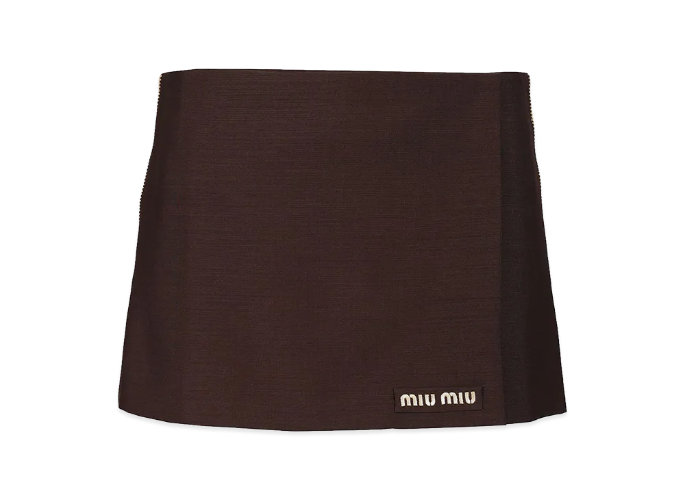 MIU MIU Women's Kid Mohair Mini Skirt "Brown"